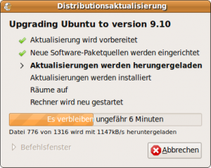 Distributionsaktualisierung: Upgrading Ubuntu to version 9.10