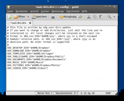 gedit: user-dirs