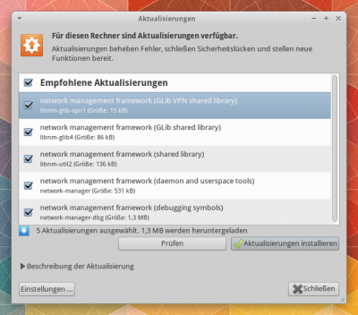 Aktualisierungen: install