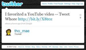 Twitter: I favorited a YouTube video -- Tweet Whore