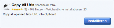 Google Chrome-Erweiterung: Copy All Urls