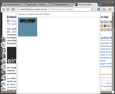Google Chrome-Erweiterung: TinEye (Select)