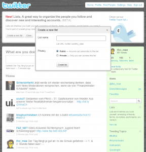 Twitter: Create a new list