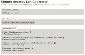 Ubuntu Sources List Generator