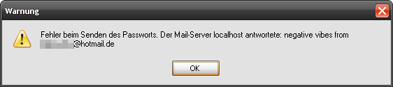 Fehler beim Abrufen der Emails mit der Webmail (Hotmail) Erweiterung für Thunderbird